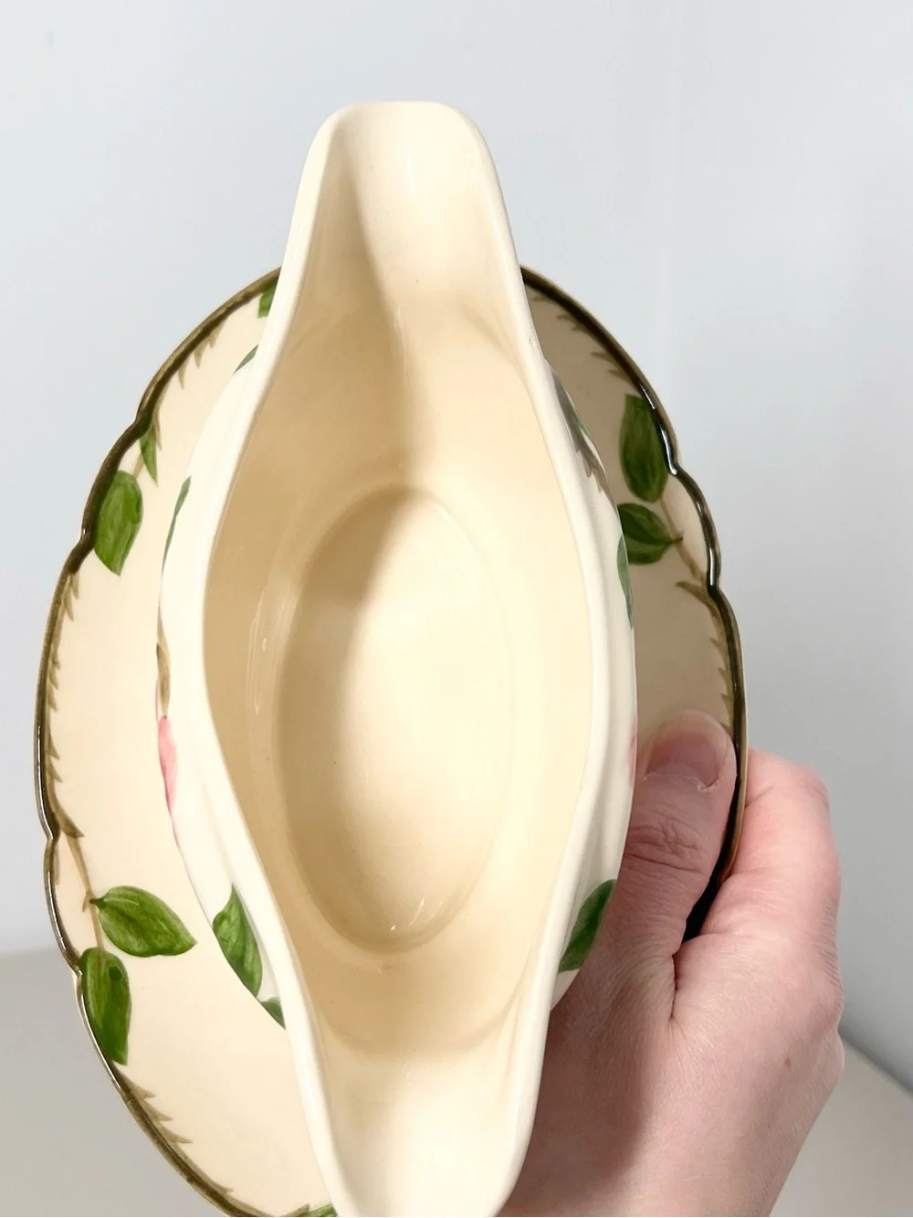 VTG Franciscan Desert Rose Gravy Boat Attached Underplate
